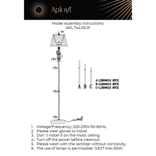 Купить Торшер Aployt Zhaklin APL.744.05.01 по цене 23000 руб.