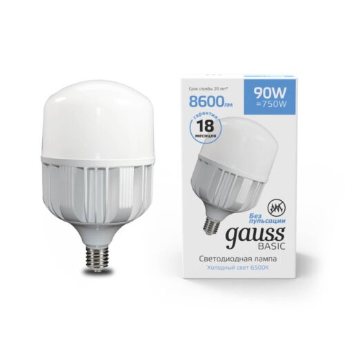 Заказать Лампа светодиодная сверхмощная Gauss E40 90W 6500К матовая 11734392 с доставкой в Москве и области Купить Лампа светодиодная сверхмощная Gauss E40 90W 6500К матовая 11734392 по цене 2430 руб.