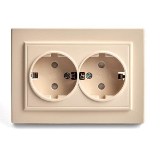 Купить Розетка двойная 2P+PE Stekker Эрна со шторками слоновая кость PST16-9014-02 39240 по цене 111 руб.