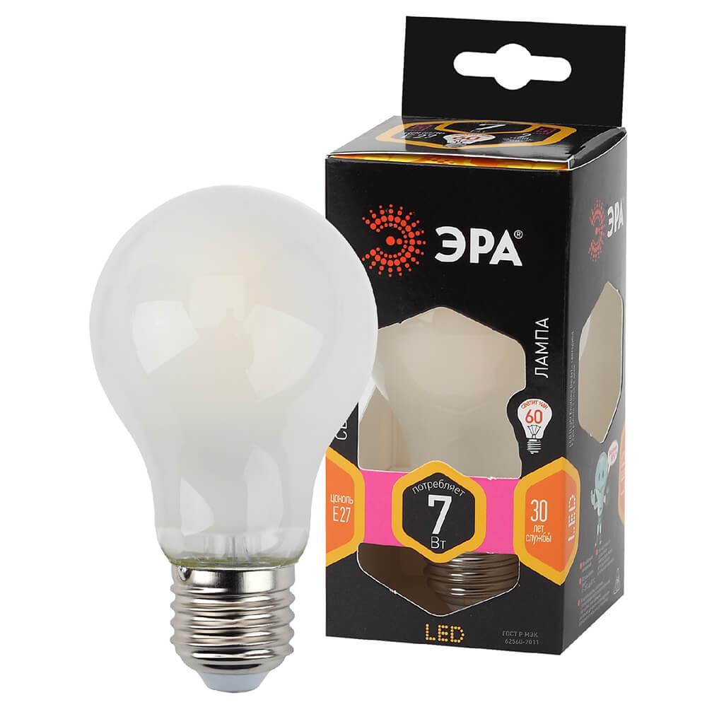 Заказать Лампа светодиодная филаментная ЭРА E27 7W 2700K матовая F-LED A60-7W-827-E27 frost Б0035031 с доставкой в Москве и области Купить Лампа светодиодная филаментная ЭРА E27 7W 2700K матовая F-LED A60-7W-827-E27 frost Б0035031 по цене 86 руб.