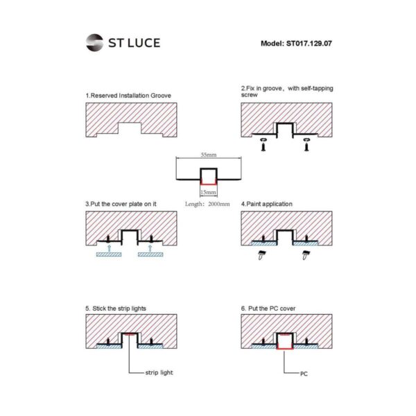 Купить Профиль встраиваемый с рассеивателем ST-Luce ST017.129.07 по цене 1510 руб.