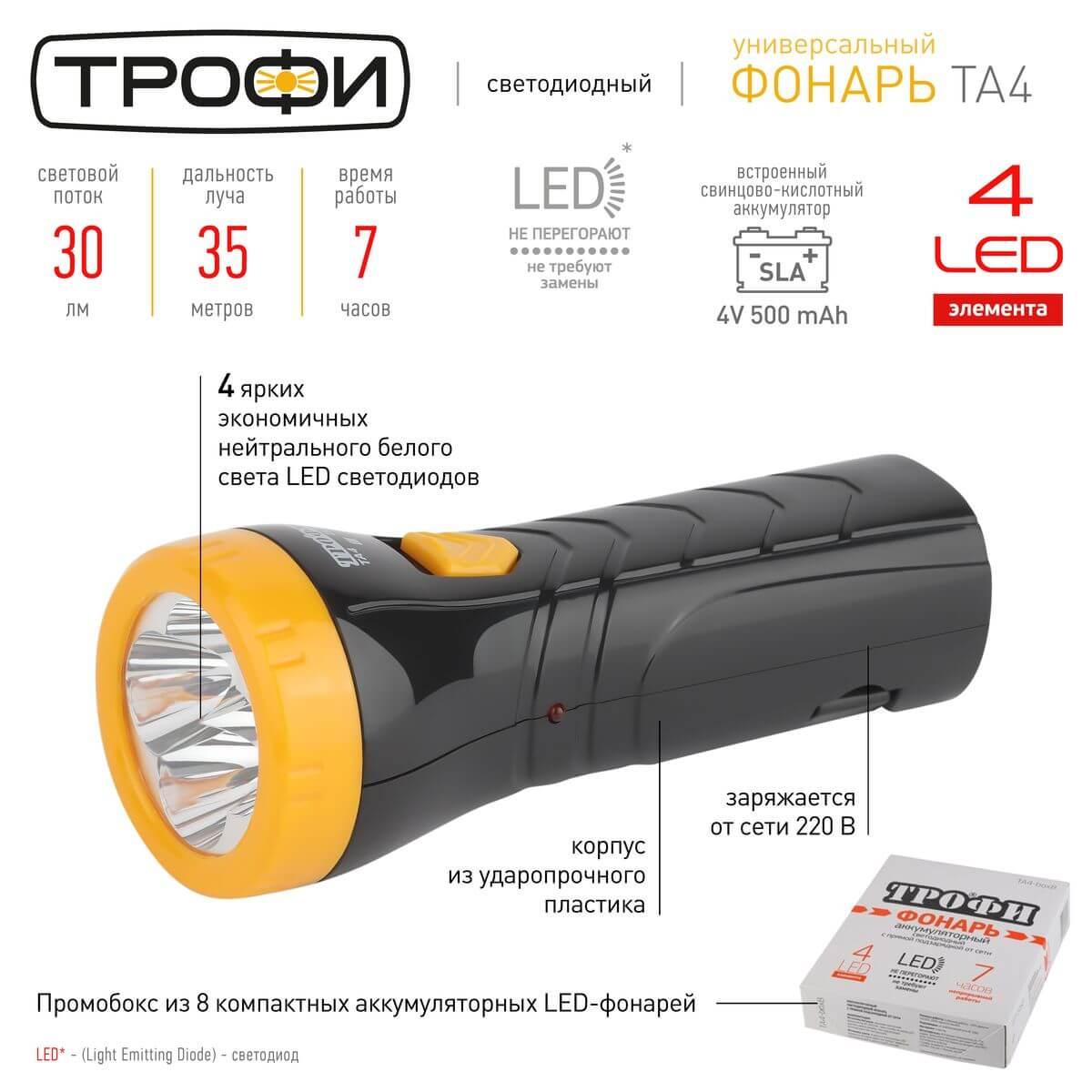 Заказать Ручной светодиодный фонарь ЭРА Трофи аккумуляторный 138х55 30 лм TA4-box8 Б0004985 с доставкой в Москве и области Купить Ручной светодиодный фонарь ЭРА Трофи аккумуляторный 138х55 30 лм TA4-box8 Б0004985 по цене 277 руб.