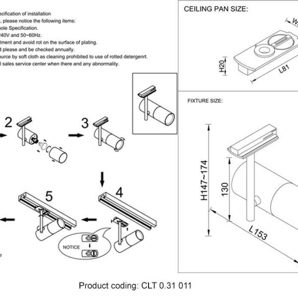 Купить Трековый светильник Crystal Lux CLT 0.31 011 BL по цене 2250 руб.