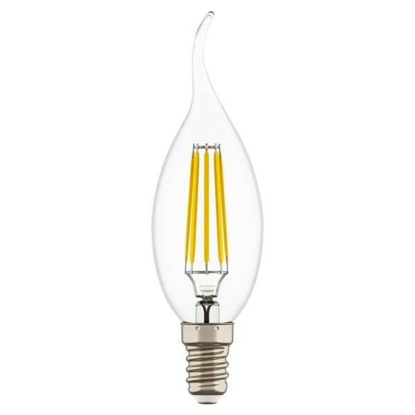 Купить Лампа светодиодная филаментная Lightstar LED Filament Е14 6W 4000K свеча на ветру прозрачная 933604 по цене 399 руб.