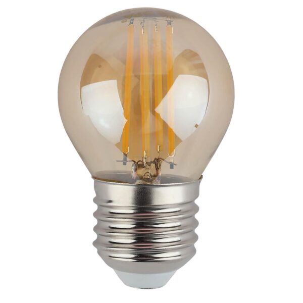 Купить Лампа светодиодная филаментная ЭРА E27 9W 4000K золотая F-LED P45-9w-840-E27 gold Б0047031 по цене 104 руб.